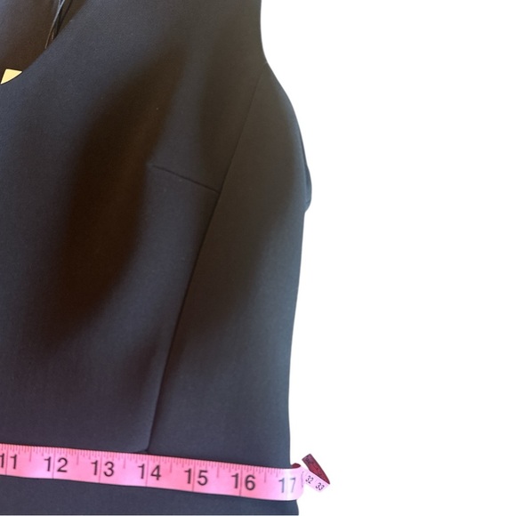 NWT Theory Black Crepe Scoop Flounce Dress Sleeveless Size 12 - Picture 14 of 16